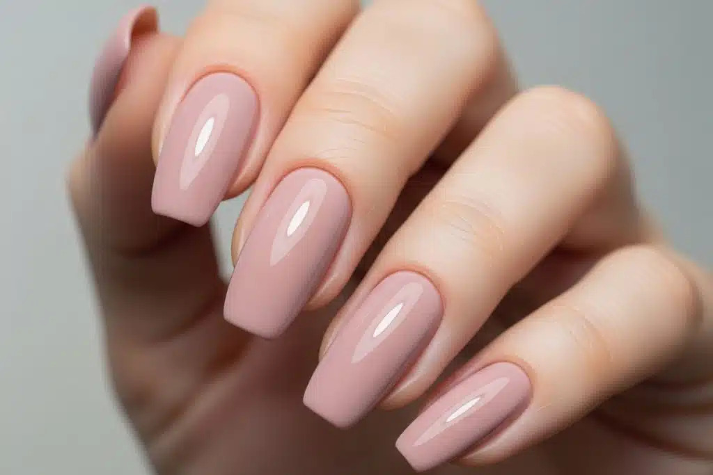 Pose en gel rose poudré